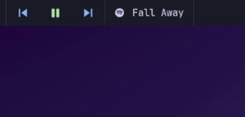 waybar-mpris-enhanced module: previous, pause and next controls beside the Spotify icon and track title